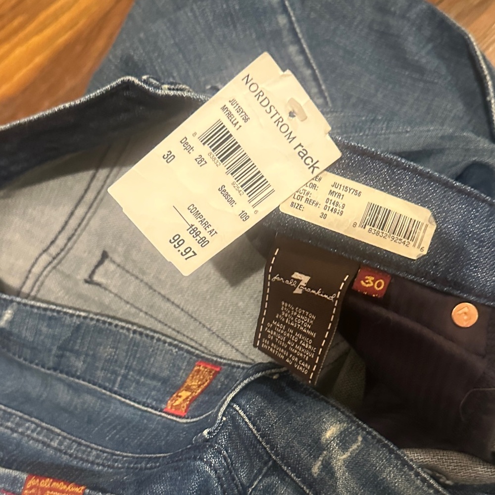 7 For All Mankind Dark Blue Straight Leg Jeans - Picture 5 of 5